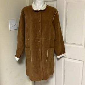 Susan Graver Reversible Fleece Brown/Cream Jacket Coat XL